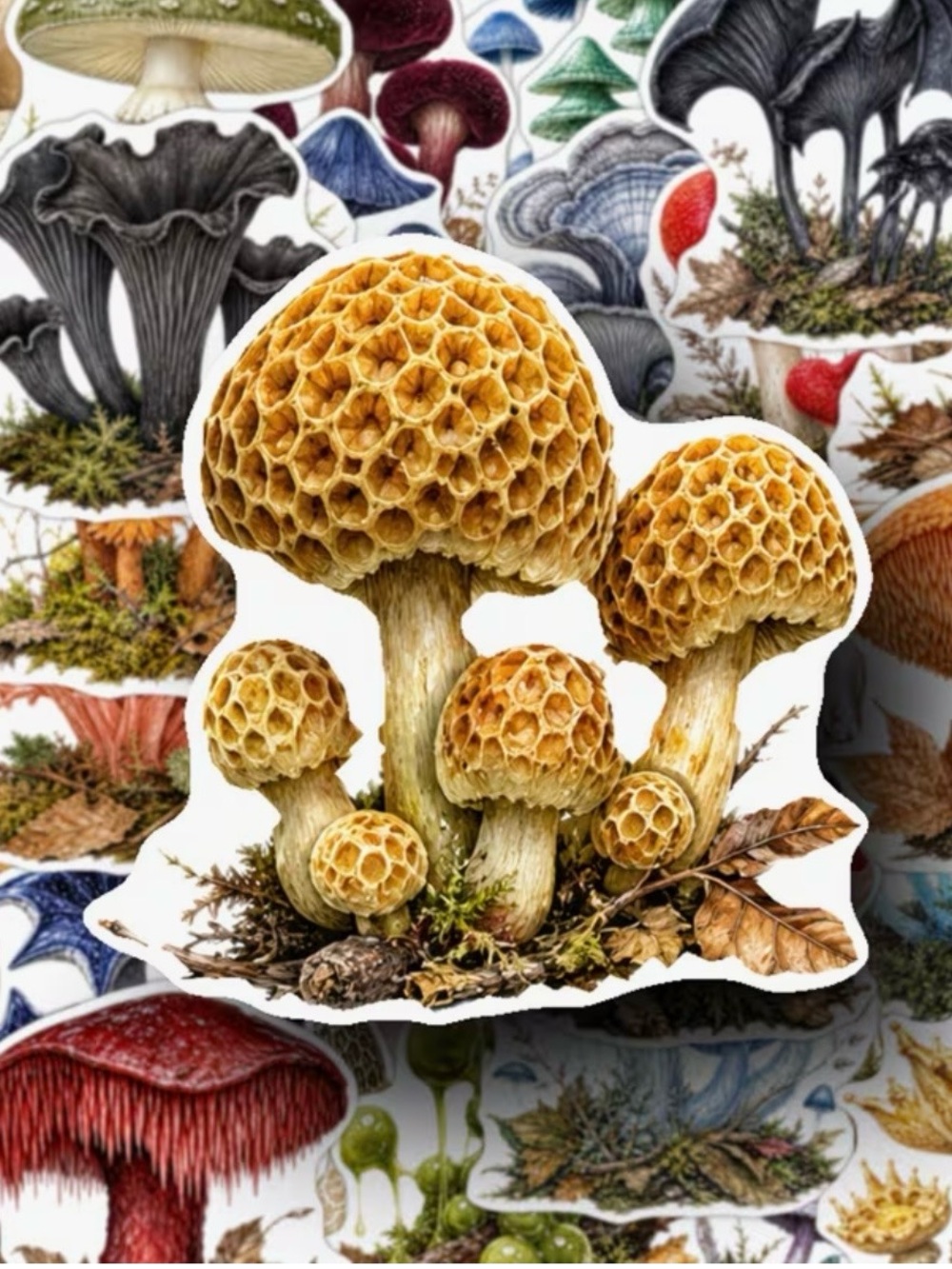50 Forest Mushrooms Stickers Bright Colors Strange Shapes Nature Fungi